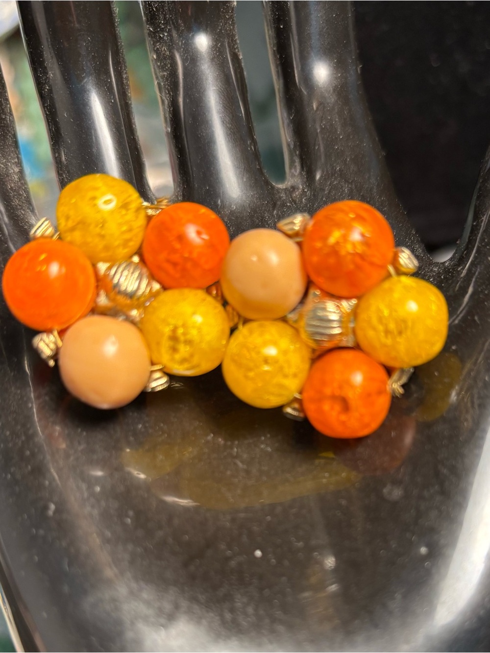 Vibrant Bead Cluster Earrings — Orange, Yellow & Peach
